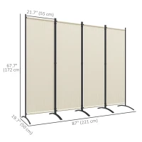 Outsunny Folding Room Divider, Privacy Screen for Patio Backyard Pool Hot Tub, 5.6FT Tall, Cream White(m-3)