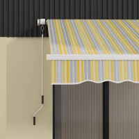Outsunny 8' x 6.5' Manual Retractable Awning with LED Lights, Aluminum Sun Canopies for Patio Door Window, Yellow and Grey(m-10)