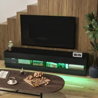 HOMCOM Lighted TV Stand for TVs up to 75", TV Cabinet with Storage for Living Room, High Gloss Black(m-9)