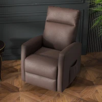 HOMCOM Power Lift Recliner Chair with Remote Control Side Pocket for Living Room Home Office Study Brown(m-9)
