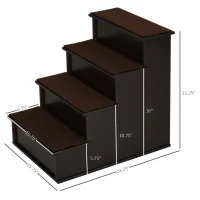 PawHut Pet Stairs, Small Pet Steps with Cushioned Removable Covering for Dogs and Cats Up To 22 lbs, Brown(m-3)