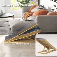 PawHut Adjustable Dog Ramp for Bed, Sofa, with Non-Slip Surface, Folding Dog Stair for Small, Medium, Large Dogs(m-5)