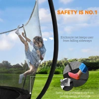 Soozier 10ft Outdoor Trampoline with Net Enclosure, Curved Poles and Safety Pad, ASTM Approved, Black(m-4)