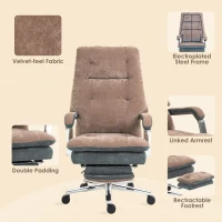 HOMCOM Home Office Chair, Big and Tall Fabric Computer Desk Chair, Swivel Task Chair with Adjustable Height, Coffee(m-6)