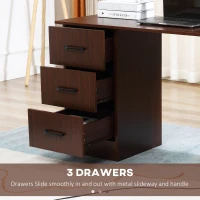 HOMCOM Computer Desk, 47" Writing Table with 3-Tier Shelves and 3 Reversible Drawers for Home Office, Bedroom, Walnut(m-5)