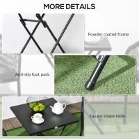 Outsunny Folding Coffee Table, Folding Patio Table, Square Small Side Table with Metal Plate Top, 23.6" x 23.6", Black(m-6)
