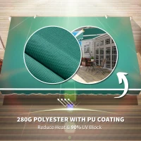 Outsunny 13' x 8' Manual Retractable Patio Awning Sun Shade Outdoor Deck Window Door Canopy Shelter Aluminum Frame Dark Green(m-5)
