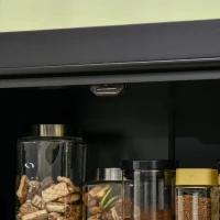 HOMCOM Traditional Farmhouse Kitchen Pantry Cupboard with Two Storage Cabinets, and 4 Adjustable Shelves, Black(m-8)