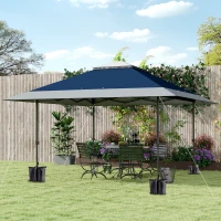 Outsunny 13' x 13' Pop Up Canopy Tent, UPF50+ Tents for Parties, Height Adjustable, with Wheeled Carry Bag and 4 Sand Bags, Navy(m-10)
