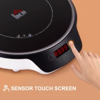 HOMCOM Portable Induction Cooktop, 1500W Electric Countertop Burner with LCD Display and Sensor Touch, Induction Hot Plate with 8 Power Settings and Crystal Glass, Black(m-6)