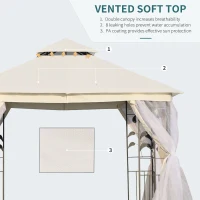 Outsunny 10'x10' Soft-top Steel Patio Gazebo Outdoor Sun Shelter with 2-Tier Polyester Roof, Curtain Sidewalls, White(m-4)