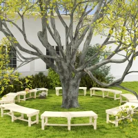 Outsunny Wooden Outdoor Bench, Wrap Around Tree Bench with Slatted Seat for Yard, Garden, Deck, Lawn, Natural(m-9)
