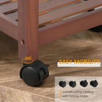 HOMCOM Wooden Kitchen Trolley Cart Basket Drawer Dining Storage w/Roller Holder Wood(m-5)