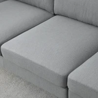 HOMCOM L Shape Sofa, Modern Sectional Couch with Reversible Chaise Lounge, Pillows and Wooden Legs for Living Room, Gray(m-9)