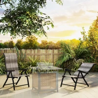 Outsunny 2PCs Outdoor Wicker Folding Chairs with Adjustable Backrest, Mixed Grey(m-1)