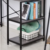 HOMCOM 55 Inch Home Office Computer Desk Study Writing Workstation with Storage Shelves, Elevated Monitor Shelf, CPU Stand, Durable X-Shaped Construction, Grey Wood Grain(m-7)