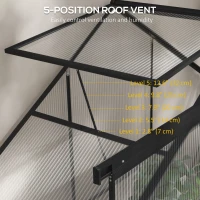 Outsunny 6' x 2.5' Walk-in Polycarbonate Greenhouse Aluminium Green House with Sliding Door, 5-Level Roof Vent, Rain Gutter(m-7)