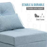 HOMCOM Convertible Flip Chair, Floor Lazy Sofa, Folding Upholstered Couch Bed with Adjustable Backrest, Metal Frame and Pillows for Living Room Bedroom, Blue(m-7)