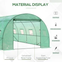 Outsunny Walk-in Tunnel Greenhouse, 19 x 10 x 6.6 ft Hoop House with Zipped Roll-Up Door and 8 Mesh Windows, Outdoor Greenhouse with Galvanised Steel Frame, Green(m-4)