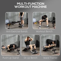 Soozier Multi-Purpose Ab Workout Equipment, Foldable Ab Machine, Adjustable Sit Up Bench & Weight Bench, Abdominal Cruncher with Resistance Bands & LCD Display(m-4)