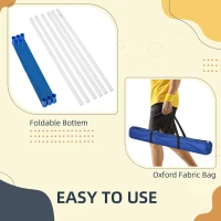 PawHut Adjustable Dog Agility Training Obstacle Set with Weaves Poles and Storage Bag for Pet Dogs Outdoor Games Exercise Blue and White(m-5)