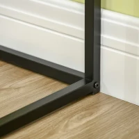 HOMCOM Corner Desk for Small Spaces, Small Computer Desk with Metal Frame, Space Saving Home Office Desk Workstation, Black(m-9)