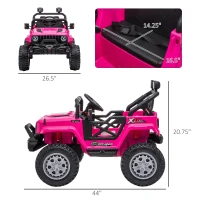 Aosom 12V Kids Ride on Car with Remote Control, Battery-Operated Ride on Toy with Spring Suspension, Led Lights, Music, Horn, 3 Speeds, USB, MP3, Pink(m-3)