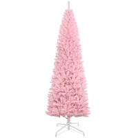 HOMCOM 8' Artificial Christmas Tree Douglas Fir Pencil Christmas Tree with 1168 Realistic Branch Tips, Pink