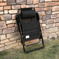 Outsunny Double Camping Chairs Foldable w/ Reclining & Headrest, Black(m-7)