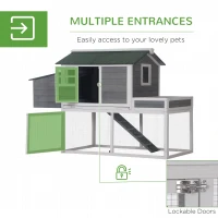 PawHut 63" Chicken Coop Wooden Hen House Rabbit Hutch Poultry Cage Pen Outdoor Backyard With Garden Box, Run Area, Nesting Box Grey(m-5)