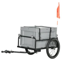 Aosom Steel Trailer for Bike, Bicycle Cargo Trailer with Storage Box, Safe Reflectors, Max Load 88LBS(m-11)