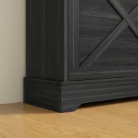 HOMCOM Slim Shoe Storage Cabinet, Farmhouse Shoe Cabinet with 2 Flip Drawers, Adjustable Shelves for 8 Pairs, Distressed Grey(m-10)