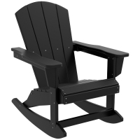 Outsunny Outdoor Rocking Chair, HDPE Adirondack Porch Rocker Chair for Garden, Patio, Black