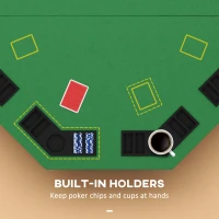 Soozier Foldable Poker Table Blackjack Texas Holdem Poker Game Table with Chips Tray & Cup Holders, 47" Octagon, Green(m-6)