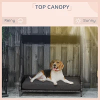 PawHut Wicker Dog House Raised Rattan Dog Cat Bed for Indoor Outdoor Garden Patio Pet Sofa with Cushion Medium Sized Pet Grey(m-6)