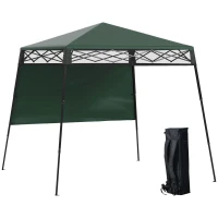 Outsunny 7' x 7' Pop Up Canopy Gazebo Tent with Backpack & Adjustable Legs, Green(m-11)