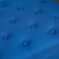 HOMCOM Ottoman with Storage for Living Room, 25" Storage Ottoman with Removable Lid, Button-Tufted Fabric Bench for Footrest and Seat with Wood Legs, Blue(m-9)