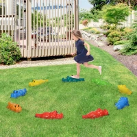 Outsunny 9Pcs Balance Stepping Stones with Anti-slip Edge, Obstacle Course Indoor Outdoor Play Equipment Toys, Stackable(m-8)