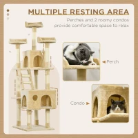 PawHut 71-Inch Multi Level Scratching Cat Tree Kitty Condo  Activity Center with Toys, Beige(m-5)