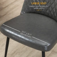 HOMCOM Dining Chairs Set of 2, Modern Kitchen Chairs with Faux Leather Upholstery and Steel Legs for Living Room, Dining Room, Bedroom, Dark Gray(m-5)