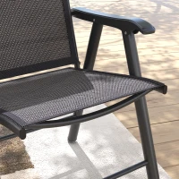 Outsunny 4-Piece Folding Chair Set for Relaxing on Patio Balcony Garden, Comfortable Outdoor Furniture with Armrests, Dark Grey(m-9)