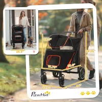 PawHut One-Click Foldable Dog Stroller for M, L Dogs, Pet Stroller, Black(m-3)