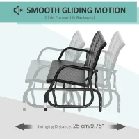 Outsunny 2 Seater Wicker Outdoor Glider Bench, Patio Swing Garden Bench, Garden Loveseat Rocking Chair, w/ Extra Wide Seat, Curved Backrest for Backyard, Poolside, Lawn, Black(m-6)