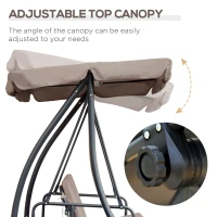 Outsunny Patio Swing Chair, 3 Person Convertible Hammock, Outdoor Lounge Bed, Cushioned with Tilt Canopy, Beige(m-4)