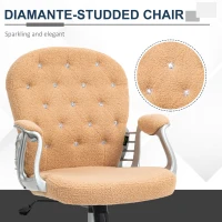 Vinsetto Button Tufted Desk Chair, Home Office Chair with Padded Armrests, Adjustable Height and Swivel Wheels, Khaki(m-7)