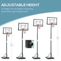 Soozier Portable Basketball Hoop System Stand with Backboard, Wheels, Height Adjustable 8FT-10FT for Outdoor Use, Black(m-4)
