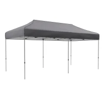 Outsunny 10' x 20' Pop Up Canopy Tent, Outdoor Easy up Tent with 3-Level Adjustable Height, Wheeled Carry Bag, Gray(m-1)