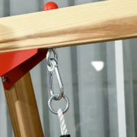 Outsunny 4-in-1 Wooden Swing Set with Swing, Slide, Horn, Steering Wheel, Red(m-9)