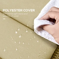 Outsunny Patio Chaise Lounge Chair Cushion Replacement Sun Lounger Pads with Headrest and Ties, Beige(m-5)