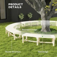 Outsunny Wooden Garden Bench, Semicircular Round Outdoor Tree Bench, Wrap Around Park Bench for Yard, Patio, Deck, Lawn, Natural(m-6)